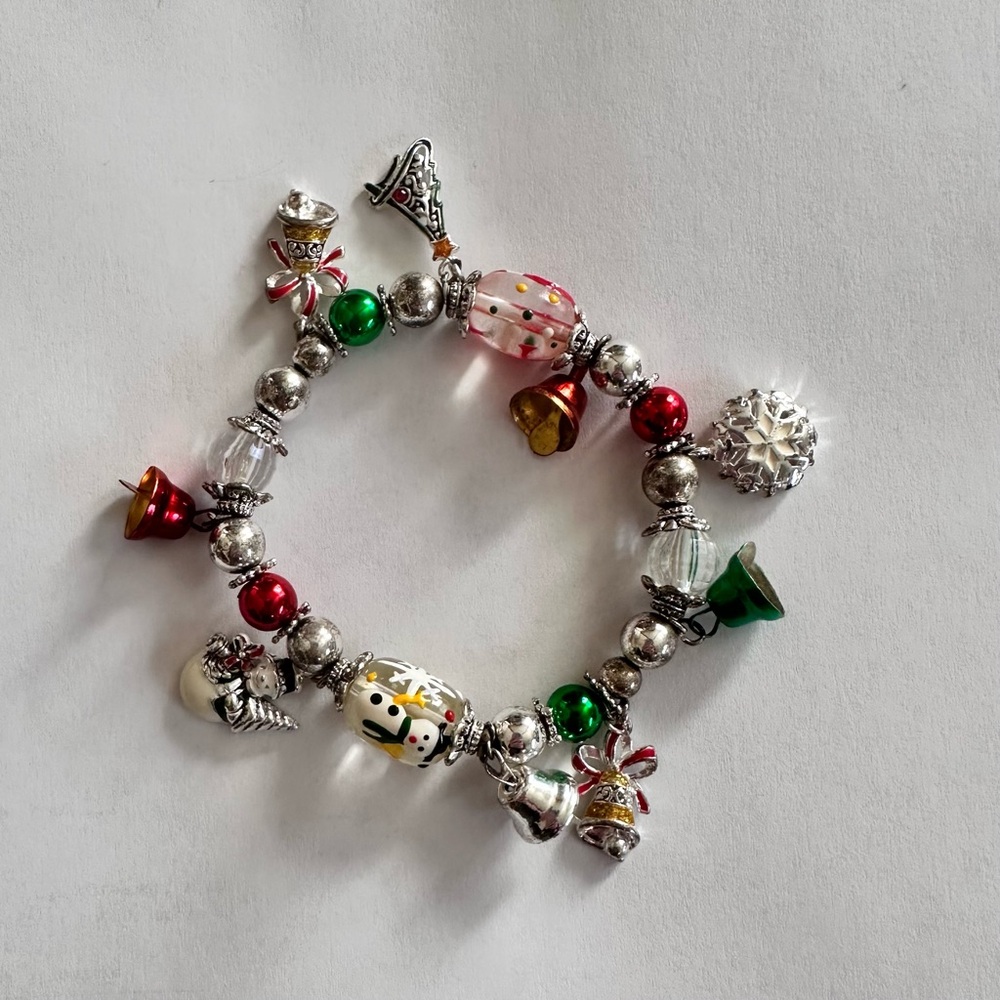 Christmas Charm Bracelet with Bells and Beads